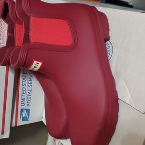 Hunter deep pink raspberry short‎ rubber chelsea rain boots size 11 brand new